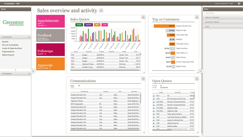 screenshot of MYOB Greentree